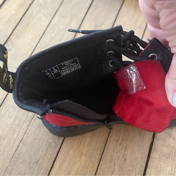 Dr Martens 1460 J Red Soft Leather Combat Boots US 2 - Picture 7 of 9